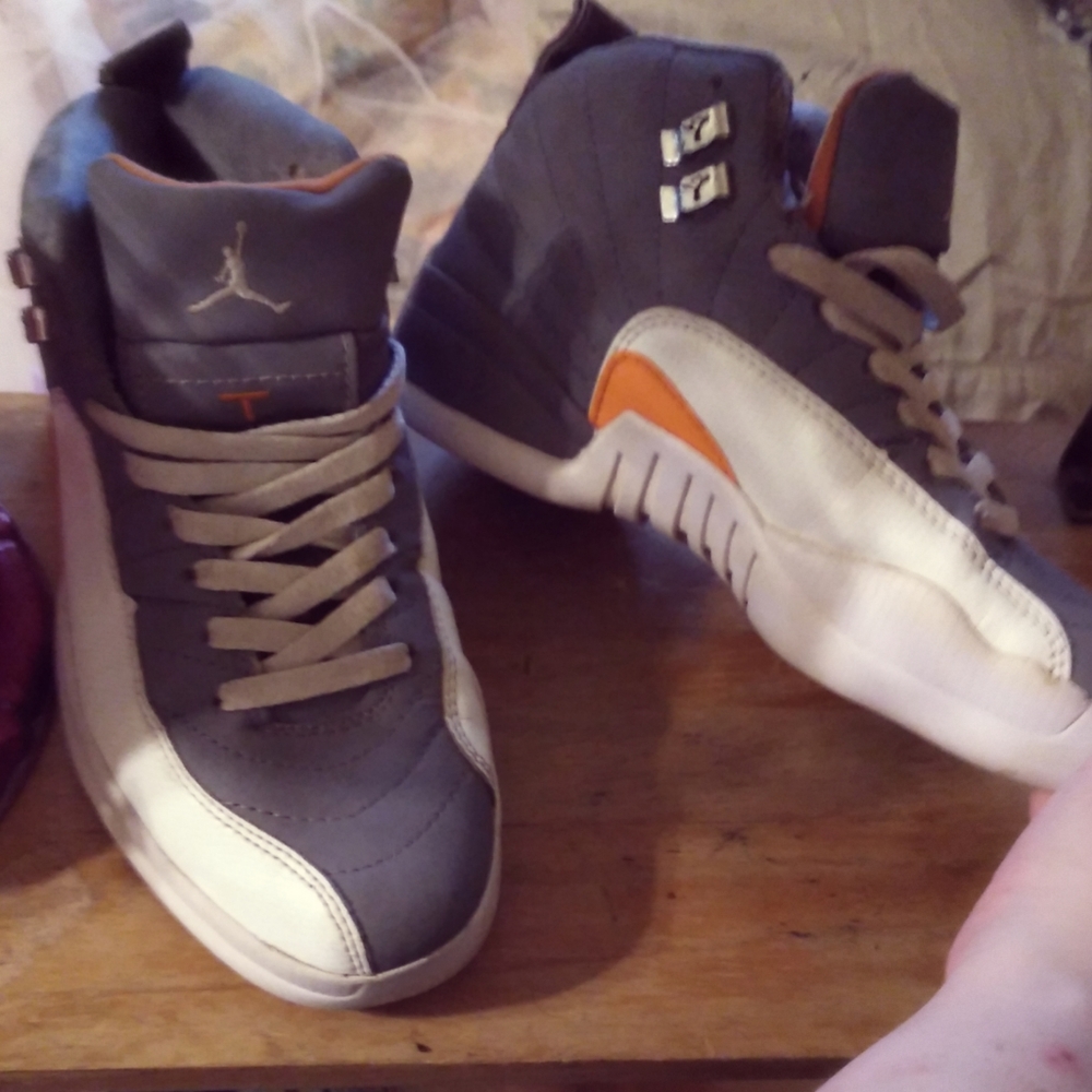 Grey white and orange Jordans size 7.5 women's